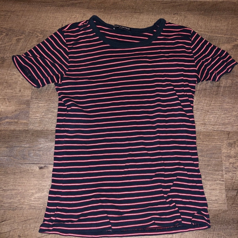 Red/White Navy Striped Tee